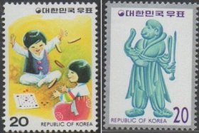 韩国邮票，1980年生肖猴，2全