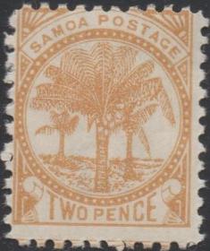 英联邦邮票J，英属萨摩亚1897年棕榈树，2c，经济观赏植物