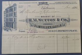 美国早期付款通知书，1894年R.M.苏顿公司，早期欧美建筑图案