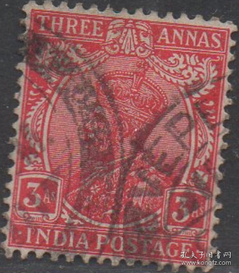 英联邦邮票D，英属印度1911-23年英国乔治五世国王，3a，信销g