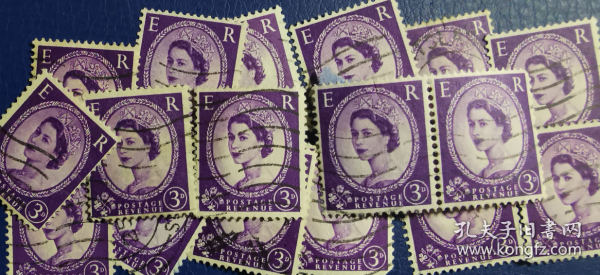英国邮票C，1952—67年伊丽莎白二世女王，3d，信销1枚价