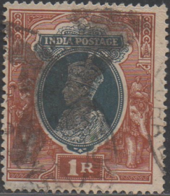 英联邦邮票D.英属印度1937年英国乔治六世国王和骑大象的土著,1r
