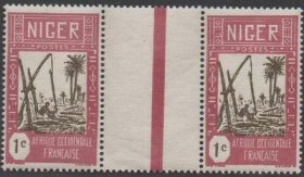外国邮票，法属尼日尔1926年非洲生活，从井中取水的人，过桥双联