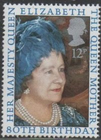英国邮票，1980年皇太后伊丽莎白80寿辰，1全