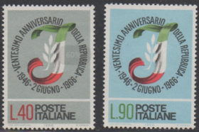 外国邮票ZB2，意大利1966年意大利共和国20周年，2全