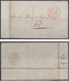 英国古典史前封, 1817年爱丁堡邮寄，1d邮资红色日期戳，律师事务