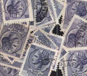 外国邮票ZA14，意大利邮包邮票戴城冠的意大利女神像 15L，1枚价