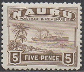 英联邦邮票ZD，瑙鲁1928—48年太平洋上航行的货轮，5c