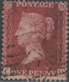 英国古典红便士邮票，1854-55年CD位置，阿伯里斯特维斯邮戳