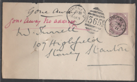 英国丁香便士实寄封，1900年辛克利邮寄至斯东尼，维多利亚女王