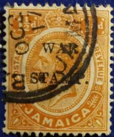 牙买加邮票（位置英国C），1917年乔治五世国王，加盖军事邮票