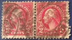 美国早期邮票，华盛顿总统，建国国父军事政治家历史名人，2枚c
