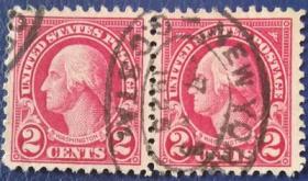 美国早期邮票，华盛顿总统，建国国父政治家军事家历史名人，2枚