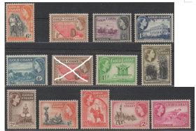 英联邦邮票，黄金海岸地图、风情、建筑、军队、土著生活，12全
