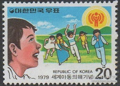 韩国邮票，1979年国际儿童年，民族服装，1全