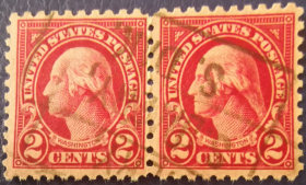 美国早期邮票，华盛顿总统，建国国父军事家政治家历史名人，2枚f