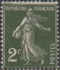 外国邮票，法国1930年播种女神2c，农业农村、服装服饰