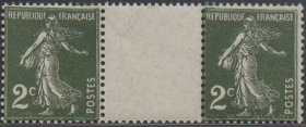 外国邮票，法国1930年播种女神2c，农业农村、服装服饰，过桥三联