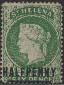 英联邦邮票K，圣赫勒拿岛1884-94年维多利亚女王，加盖，新19