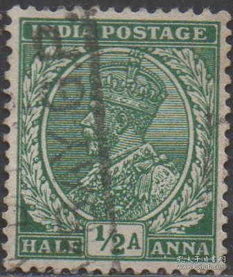 英联邦邮票D，英属印度1911-23年英国乔治五世国王,0.5A绿色信销q