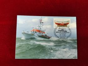 外国极限片德国救援船邮票极限片