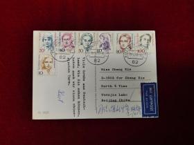1989年德国实寄片外国女名人邮票