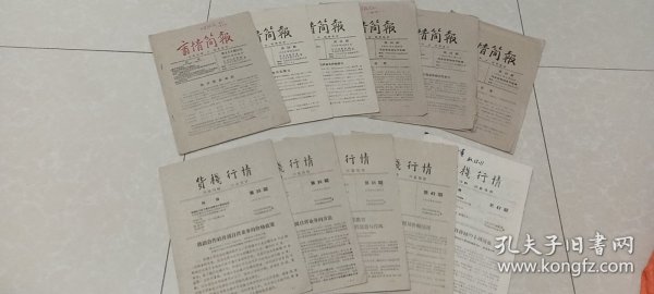 1961年-1963年商情简报6本8期，货栈行情1962年5期5本。共11本合售。 河北省供销合作社编制