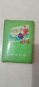 日记本：北京日记/颐和园，北京市制本总厂。河北农业大学集体青年服务部业务专章。内有刘继卣仕女图多幅，手写笔记-琼瑶小传，三峡工程，中国八大古都，九州大禹时分管理，世界杯承办国，梁羽生简介，莫言简介，金庸简介，周梅森简介，二月河简介。