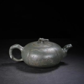 原矿绿唐凤芝名作泥柿扁紫砂壶
