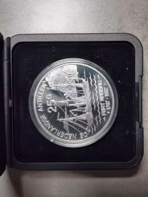 荷属安的列斯 1997年 25盾 银币 帆船 纪念币 硬币