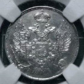 沙俄 1859年 20戈比 银币 硬币（NGC AUD评级）