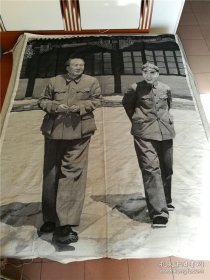 棉织宝像《毛主席和他的亲密战友林彪》黑白大幅
