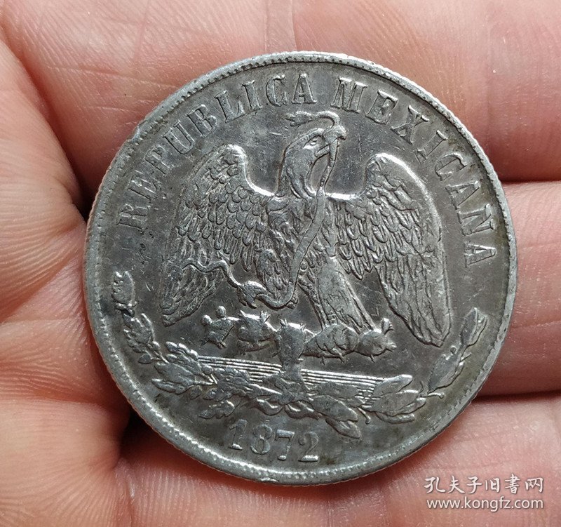 美品墨西哥1872年1比索天平鹰银币（少见）
