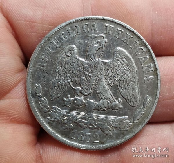 美品墨西哥1872年1比索天平鹰银币（少见）