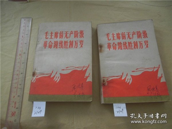 旧绝老版书籍毛主席无产阶级路线胜利万岁2册一套后封破损1969年