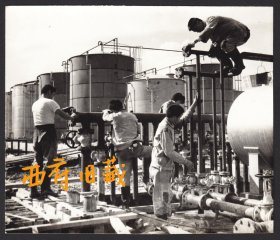 1976年，位于重庆长寿区的中石化川维厂建设老照片，穿着补丁裤子的建设专家及化工厂设备安装过程等等老照片一组12张