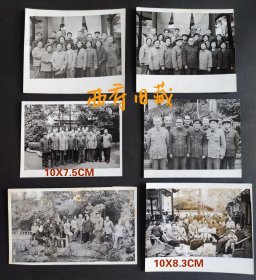 1984年，成都佛教圣地文殊院茶馆内，四川新闻文史界合影老照片，一组6张