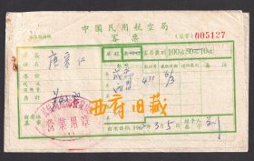 1962年，民航蓉管局客票，成都到西昌的往返飞机票，2张