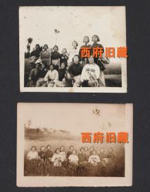 1955年前后，支援西藏昌都边疆建设，援藏先锋队13名女兵生活老照片等2张