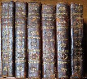 1809年The Miscellaneous Works of Oliver Goldsmith 《奥利弗·哥德史密斯文集》真皮古董书，六册全，英文原版