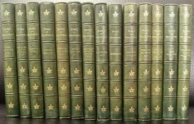 1901年The works of William Makepeace Thackeray 《萨克雷文集》14卷全，真皮精装，绝美颜值