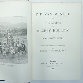 稀缺《瑞普·凡·温克尔与沉睡谷传奇》版画插图，1893年出版，精装24开