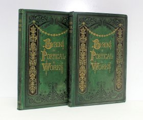 稀缺本《拜伦的作品集，诗歌》2卷全，刻版画插图， 1874年伦敦出版