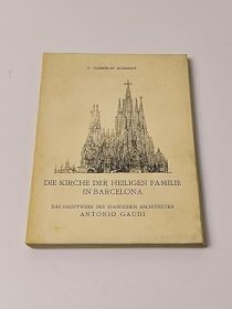 稀缺，《 天才建筑大师安东尼奥·高迪的巴塞罗那的圣家庭教堂》 黑白插图。 约1959年出版。