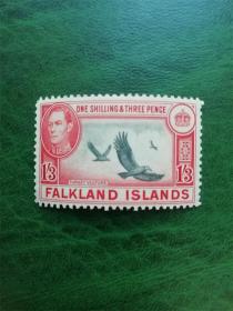英属福克兰群岛 1938-46年 雕刻版乔治六世 鸟 原胶新票 背胶油墨印