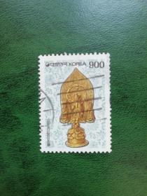 韩国邮票 1993年普票900高值金佛像信销一枚（右上边揭薄）