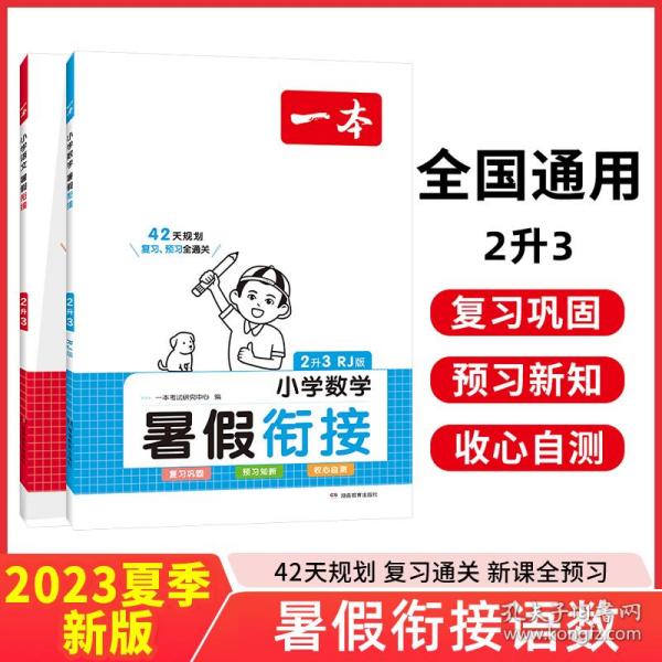 2023一本小学暑假衔接语文+数学（共2册）二年级升三年级小学暑假作业套装承上启下复习巩固预习提升开心教育