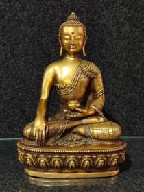纯铜满工錾刻镶嵌宝石释迦摩尼佛祖供像
