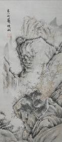 《泉下听籁》浅绛山水 （66×33cm） 珙桐 作品