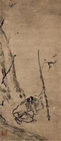 (南宋)梁楷《六祖截竹图》 72.1×31.5cm 日本东京国立博物馆 高精复制品